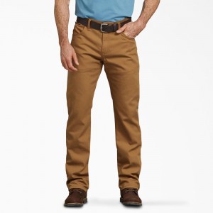 Brown Men's Dickies Regular Fit Duck Pants | FQV179604