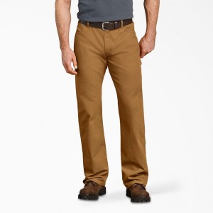 Brown Men's Dickies Relaxed Fit Duck Carpenter Pants | OIC145309