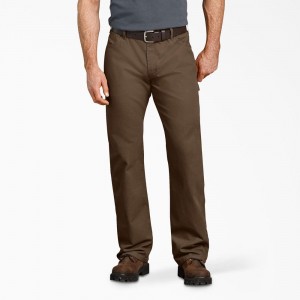 Brown Men's Dickies Relaxed Fit Duck Carpenter Pants | MWS761253