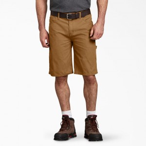 Brown Men's Dickies Relaxed Fit Duck Carpenter Shorts | VKW904617