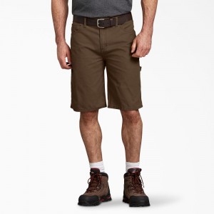 Brown Men's Dickies Relaxed Fit Duck Carpenter Shorts | CJL609157