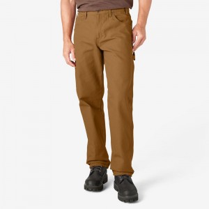 Brown Men's Dickies Relaxed Fit Heavyweight Duck Carpenter Pants | MZL520918