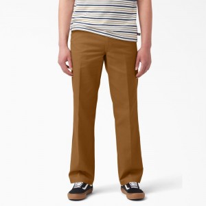 Brown Men's Dickies Skateboarding Regular Fit Twill Pants | BVU730862