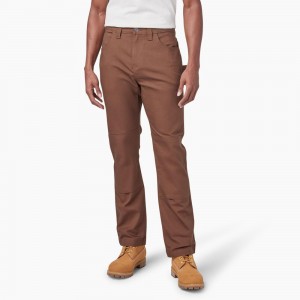 Brown Men's Dickies Slim Fit Duck Canvas Double Knee Pants | PLK154230