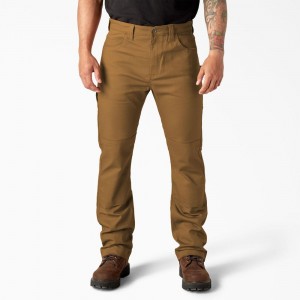 Brown Men's Dickies Slim Fit Duck Canvas Double Knee Pants | SNT093745