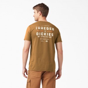 Brown Men's Dickies Traeger x Pocket T-Shirt | OMS362809