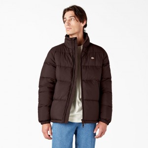 Brown Men's Dickies Waldenburg Puffer Jacket | EVK983245