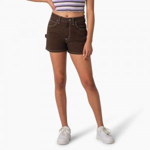 Brown Women's Dickies Carpenter Shorts | NTZ384097