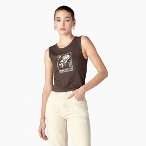 Brown Women's Dickies Graphic Tank Top | TDF654893