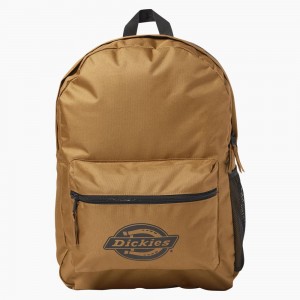 Brown Women's Dickies Logo Backpack | QIB243781