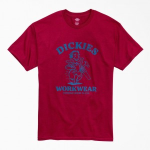 Burgundy Men's Dickies Durable Work Cloth Graphic T-Shirt | GZO849307