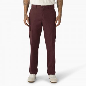 Burgundy Men's Dickies Regular Fit Cargo Pants | SRZ263945