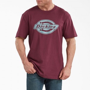 Burgundy Men's Dickies Short Sleeve Relaxed Fit Graphic T-Shirt | RXC326759