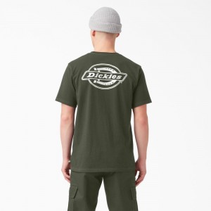 Green Men's Dickies Back Logo Graphic T-Shirt | AYK578641