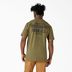 Green Men's Dickies Built to Last Heavyweight T-Shirt | LAZ716539