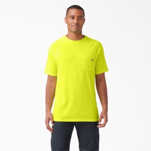 Green Men's Dickies Cooling Short Sleeve Pocket T-Shirt | VKB346217