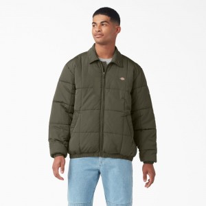 Green Men's Dickies Eisenhower Puffer Jacket | MFA123874