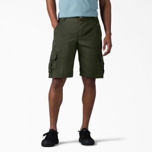 Green Men's Dickies FLEX Relaxed Fit Duck Cargo Shorts | DTI530496