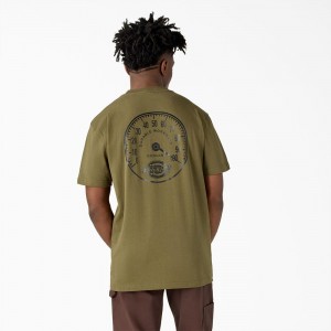 Green Men's Dickies Full Throttle Heavyweight T-Shirt | OIC068479