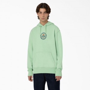 Green Men's Dickies Greensburg Graphic Hoodie | GZN724896