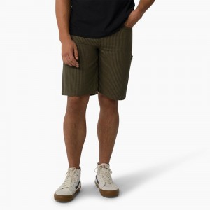 Green Men's Dickies Hickory Stripe Carpenter Shorts | KLV457690