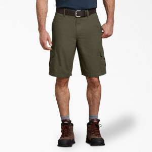 Green Men's Dickies Relaxed Fit Ripstop Cargo Shorts | SVR184350