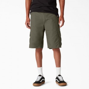 Green Men's Dickies Skateboarding Regular Fit Cargo Shorts | NLU961482