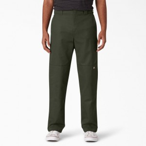 Green Men's Dickies Slim Straight Fit Double Knee Pants | KMT609521