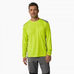 Green Men's Dickies Temp-iQ® 365 Long Sleeve Pocket T-Shirt | ABM514076