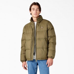 Green Men's Dickies Waldenburg Puffer Jacket | VOK516247