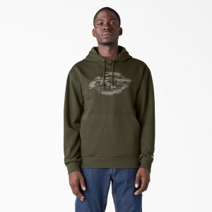 Green Men's Dickies Water Repellent Camo Logo Hoodie | PVF125764