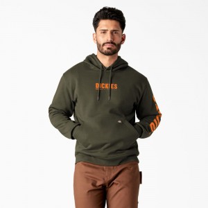 Green Men's Dickies Water Repellent Workwear Graphic Hoodie | WDS170329