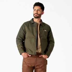 Green Men's Dickies Waxed Canvas Service Jacket | AVF674125