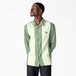 Green Men's Dickies Westover Long Sleeve Shirt | PEC156970