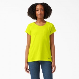 Green Women's Dickies Cooling Short Sleeve Pocket T-Shirt | TSV520481