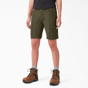 Green Women's Dickies Cooling Slim Fit Cargo Shorts | WJZ185730