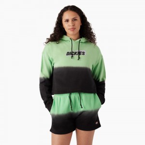 Green Women's Dickies Cropped Ombre Hoodie | DOZ072683