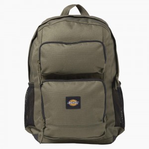 Green Women's Dickies Double Pocket Backpack | LQC684921