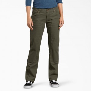 Green Women's Dickies FLEX Relaxed Fit Duck Carpenter Pants | CIR783951