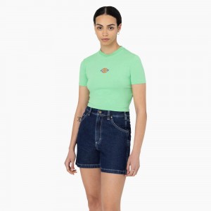 Green Women's Dickies Maple Valley Logo Cropped T-Shirt | ZTN592708