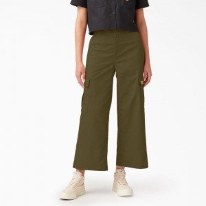 Green Women's Dickies Regular Fit Cargo Pants | JEY629317