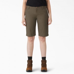 Green Women's Dickies Relaxed Fit Duck Carpenter Shorts | WJT187346