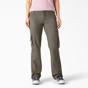 Green Women's Dickies Relaxed Fit Straight Leg Cargo Pants | PKC295761