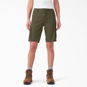 Green Women's Dickies Ripstop Cargo Shorts | ECO573901