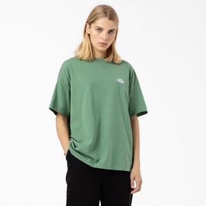 Green Women's Dickies Summerdale Short Sleeve T-Shirt | ABU504371