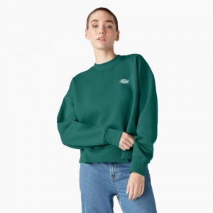 Green Women's Dickies Summerdale Sweatshirt | XDA352148