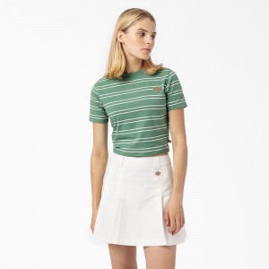 Green Women's Dickies Westover Striped T-Shirt | RJB481753