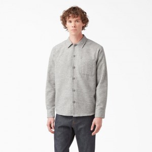 Grey Men's Dickies 1922 Long Sleeve Shirt | OKW064257