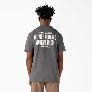 Grey Men's Dickies Built to Last Heavyweight T-Shirt | HZR345702