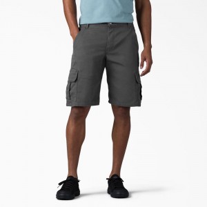 Grey Men's Dickies FLEX Relaxed Fit Duck Cargo Shorts | EFS571842